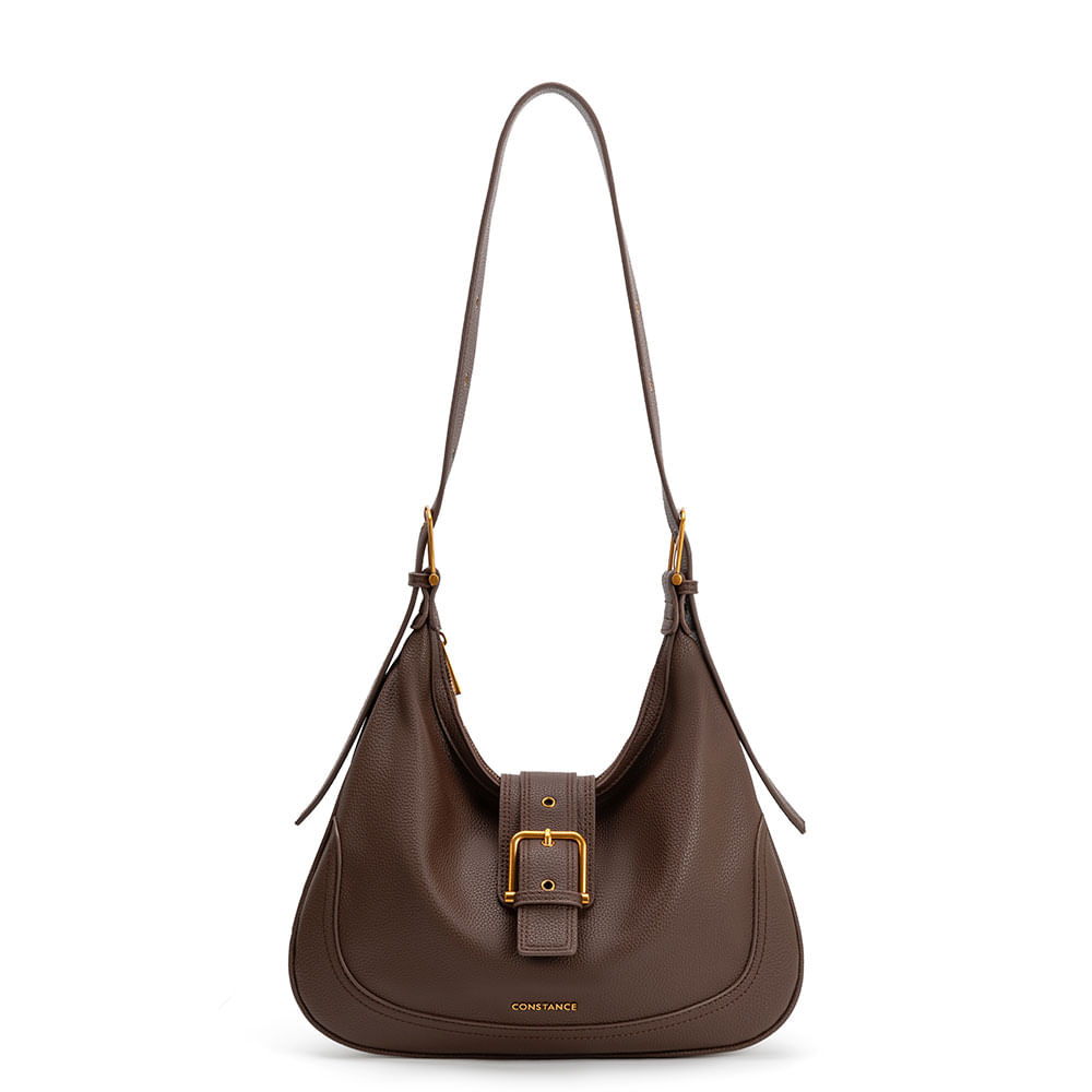 Bolsa Hobo Lapela Fivela Café