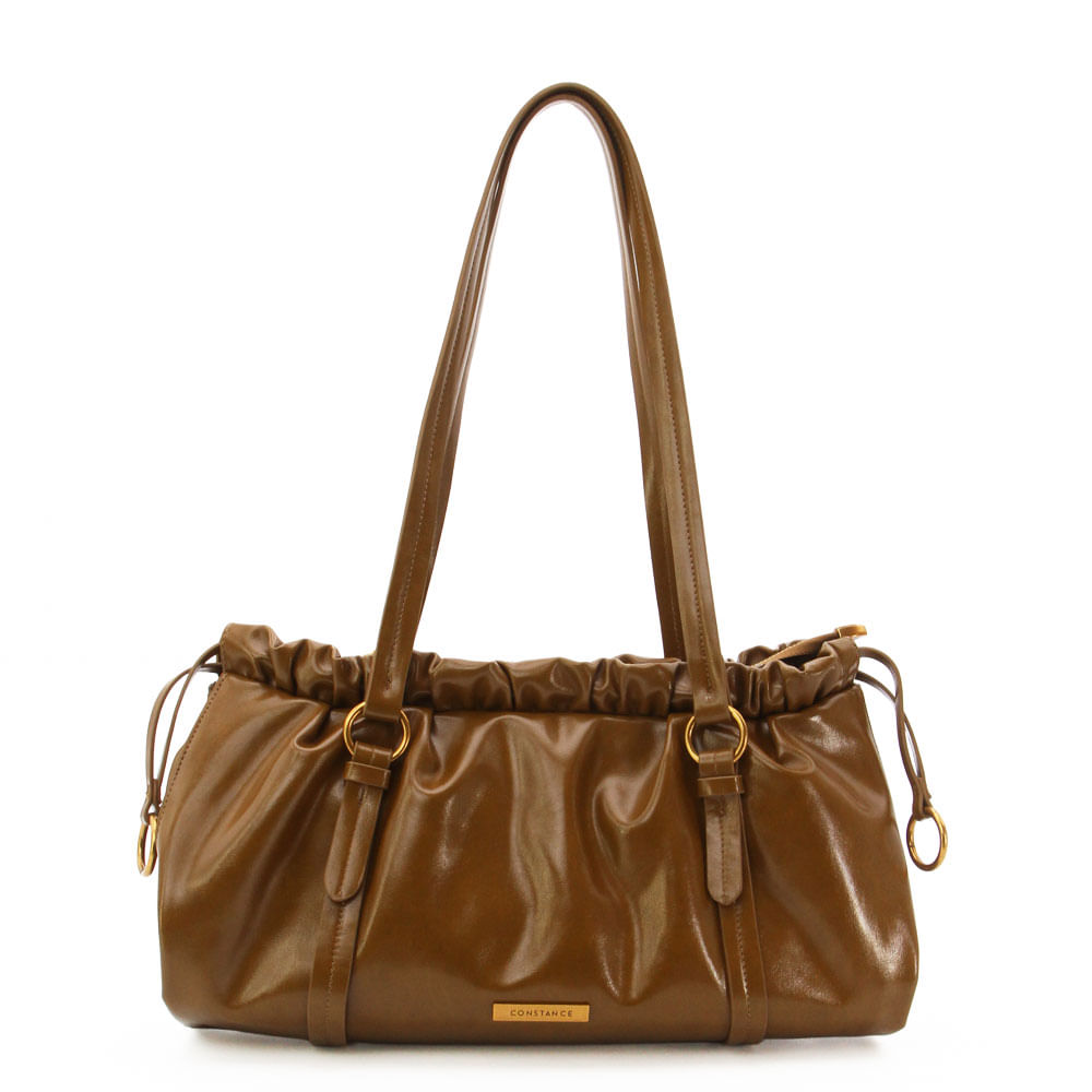 Bolsa de Ombro Franzida Caramelo