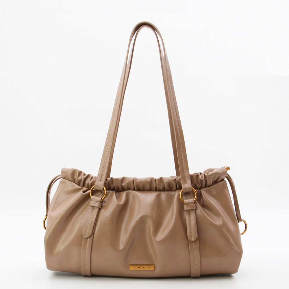 Bolsa Bege Ombro Franzida