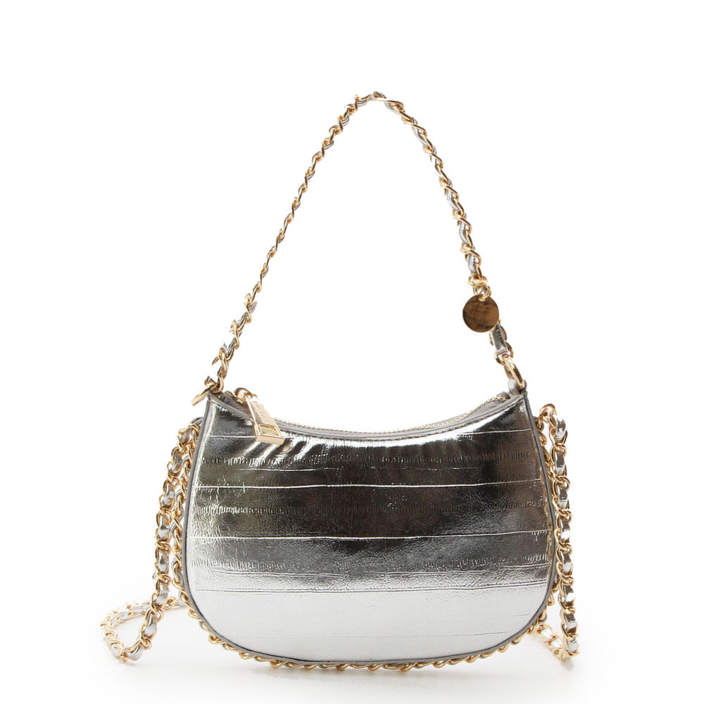 Bolsa Pequena Verniz Prata