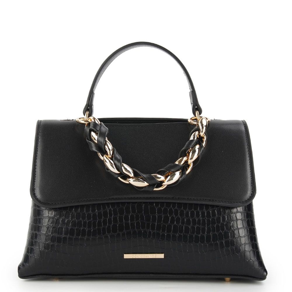 Bolsa Tiracolo Croco Preta