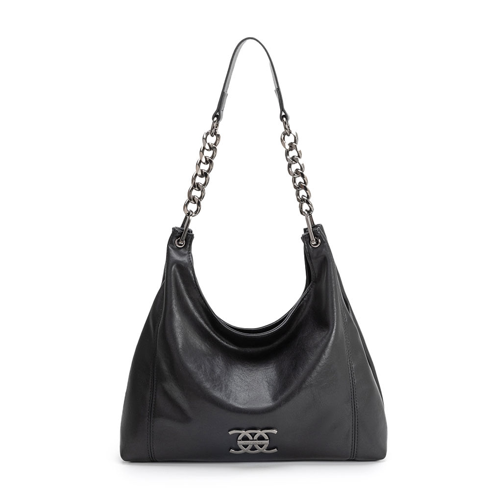 Bolsa Hobo Envernizada Preta