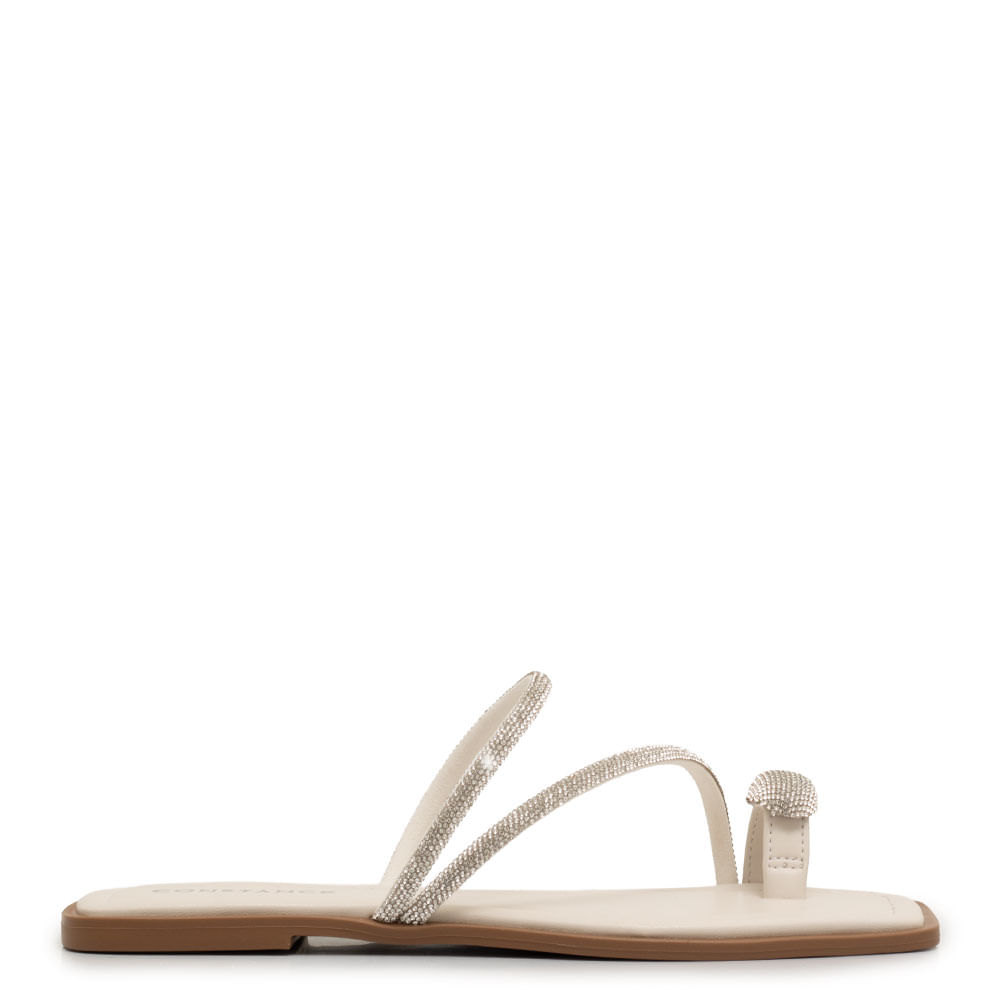 Rasteira Off White Strass