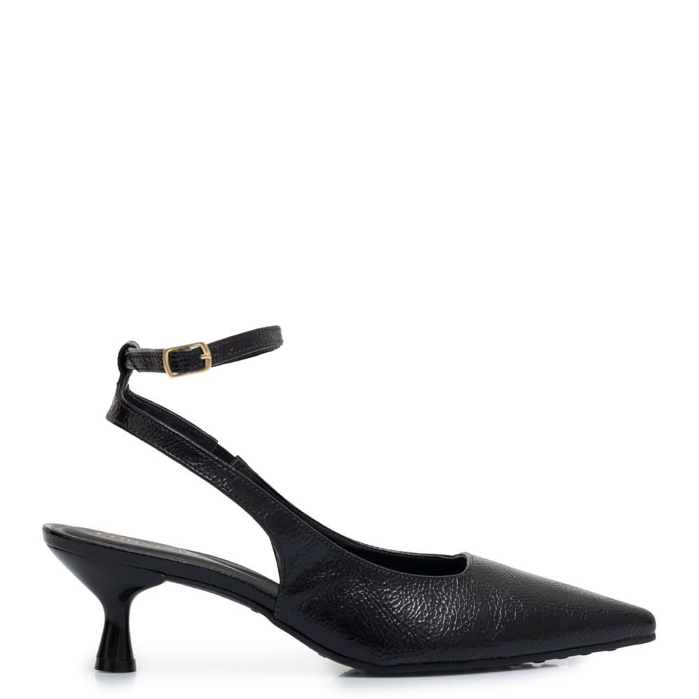 Scarpin Slingback Preto Verniz