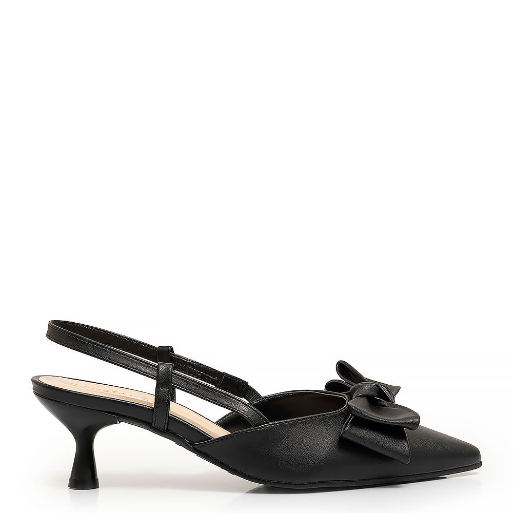 Scarpin Slingback Preto Laço