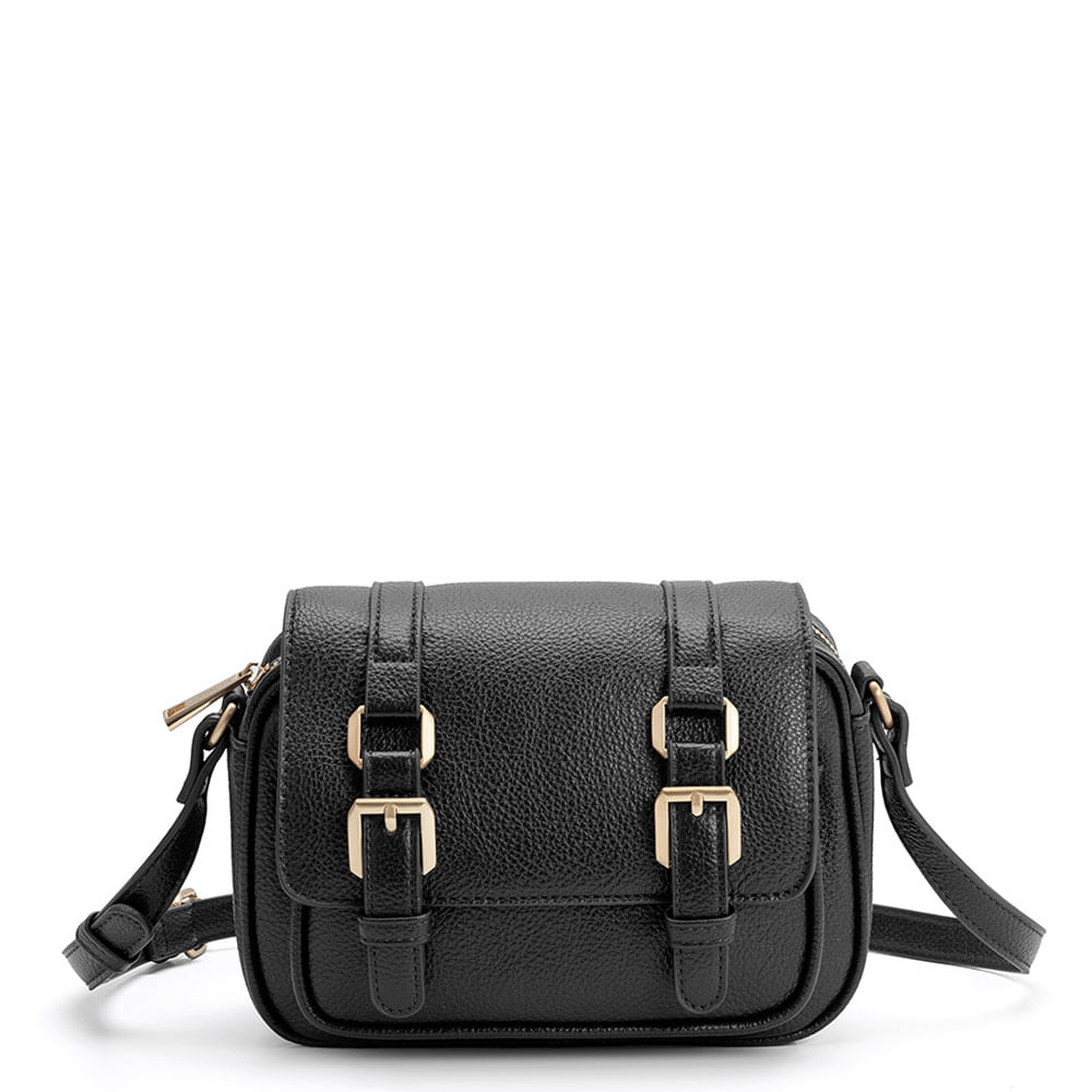 Bolsa Tiracolo Fivelas Preta