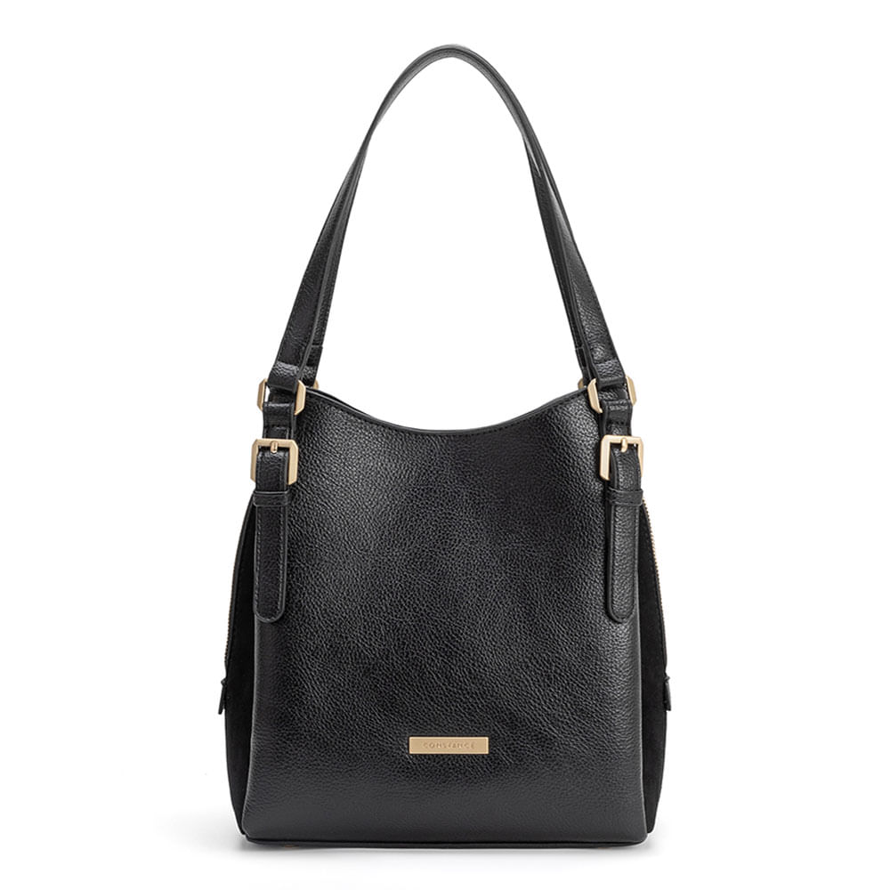 Bolsa de Ombro Fivelas Preta