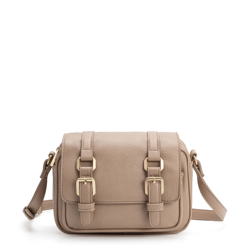 Bolsa Tiracolo Fivelas Bege