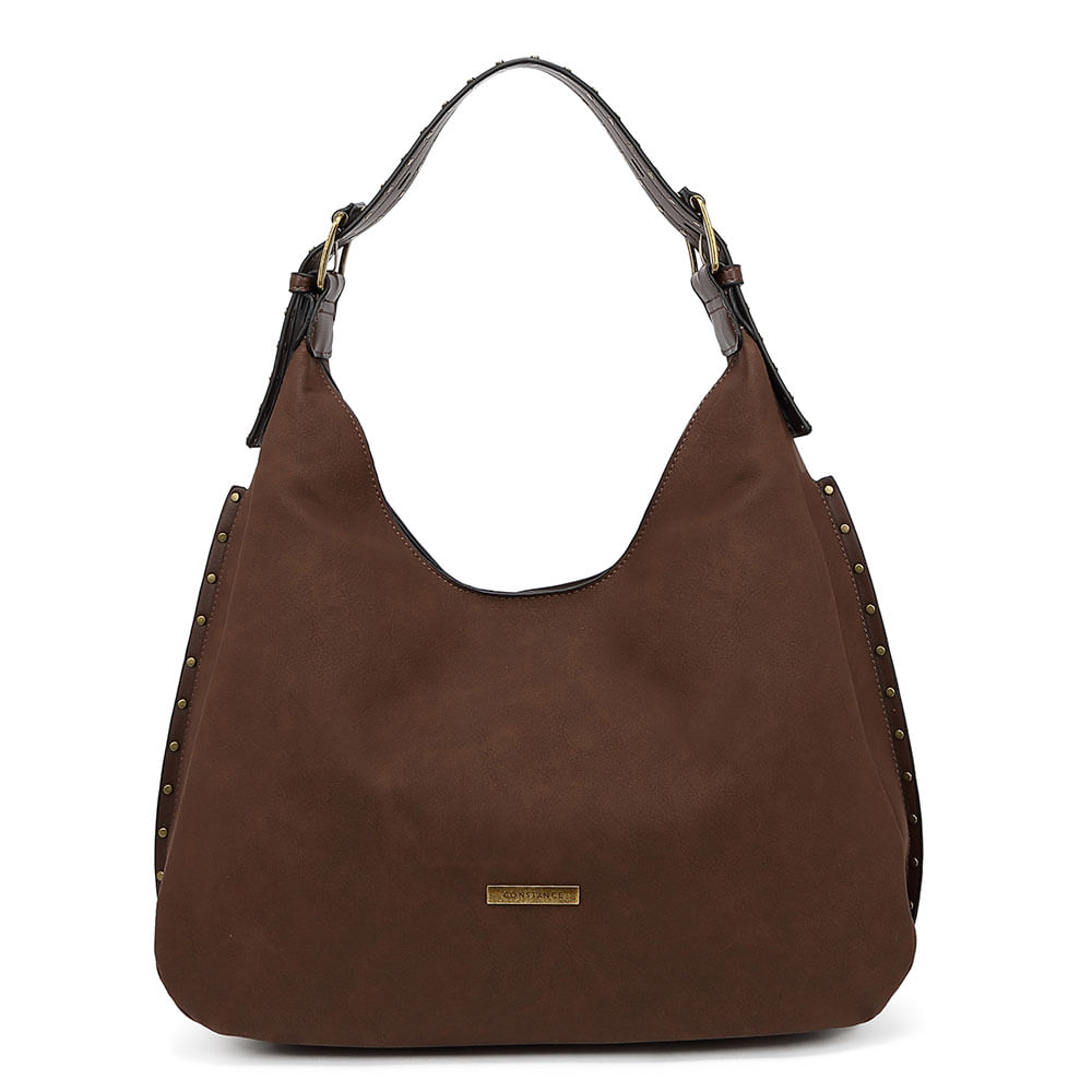 Bolsa Hobo Grande Tachas Café