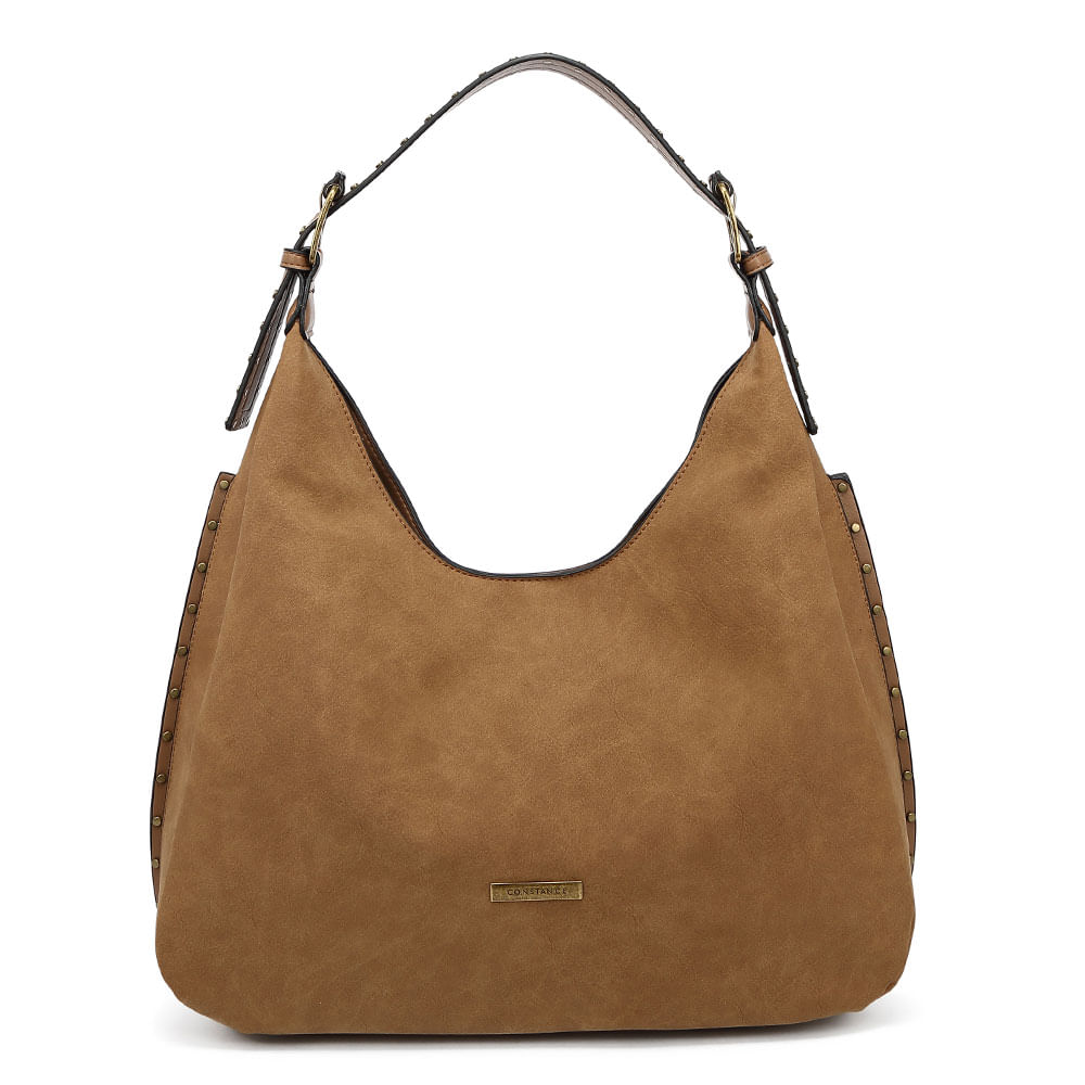 Bolsa Hobo Grande Tachas Caramelo