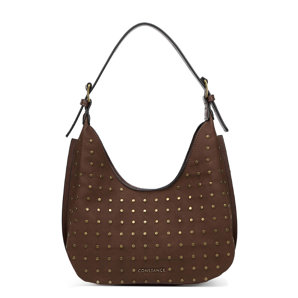 Bolsa Hobo Média Tachas Café