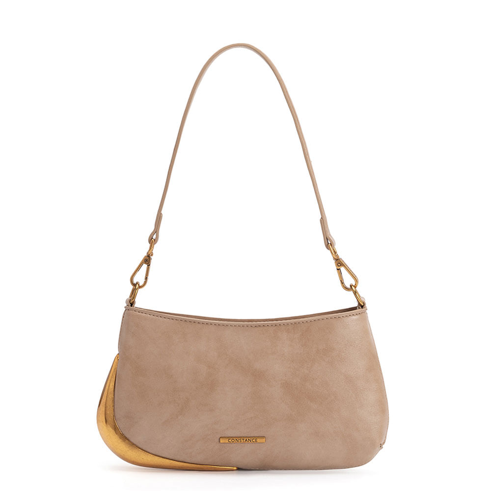 Bolsa Baguete Enfeite Bege