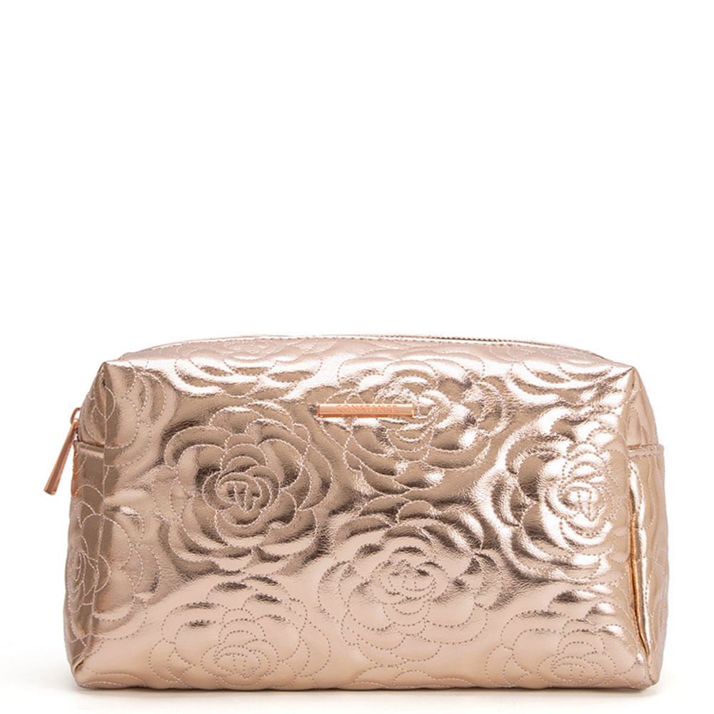 Necessaire Floral Metalizada Rose