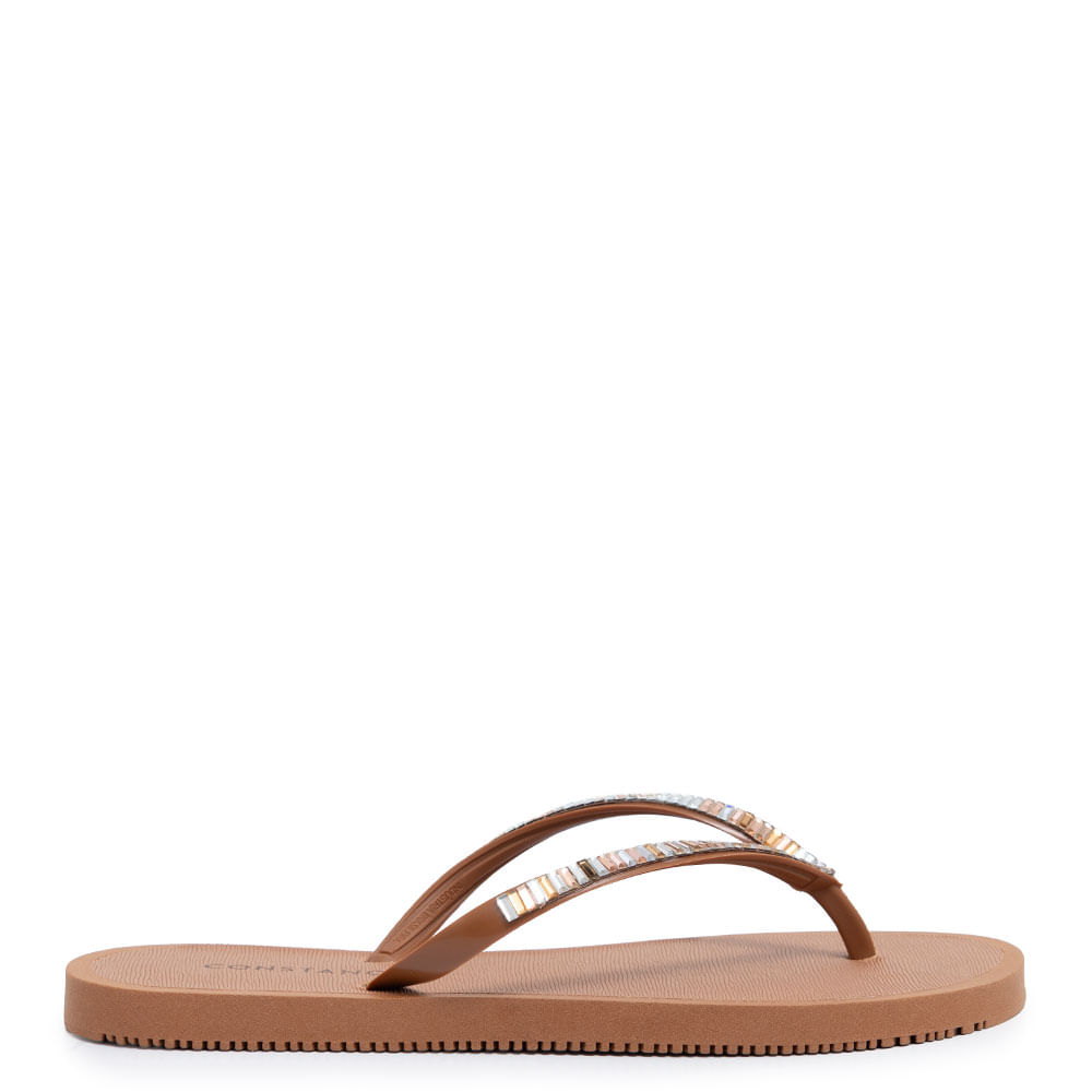 Chinelo Caramelo Strass
