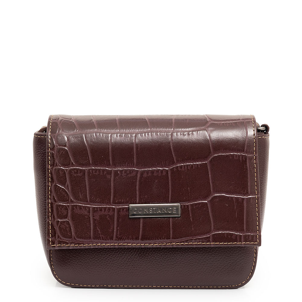 Bolsa Tiracolo Couro Texturizado Bordô