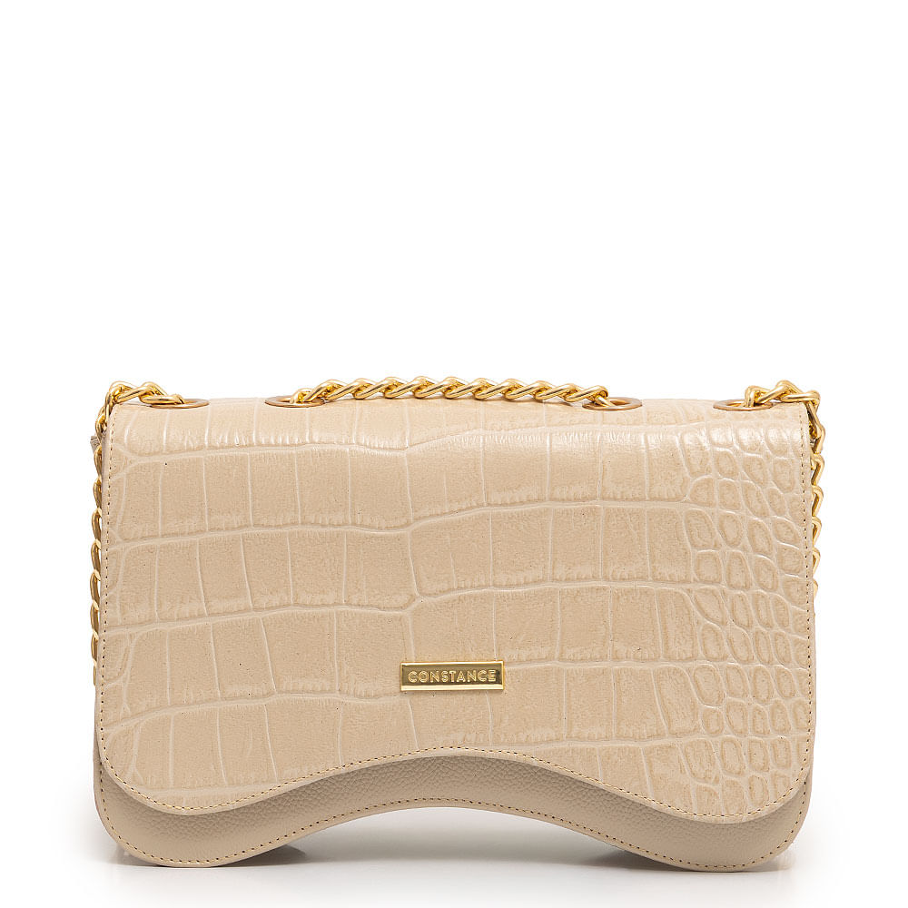 Bolsa de Ombro Couro Croco Off White