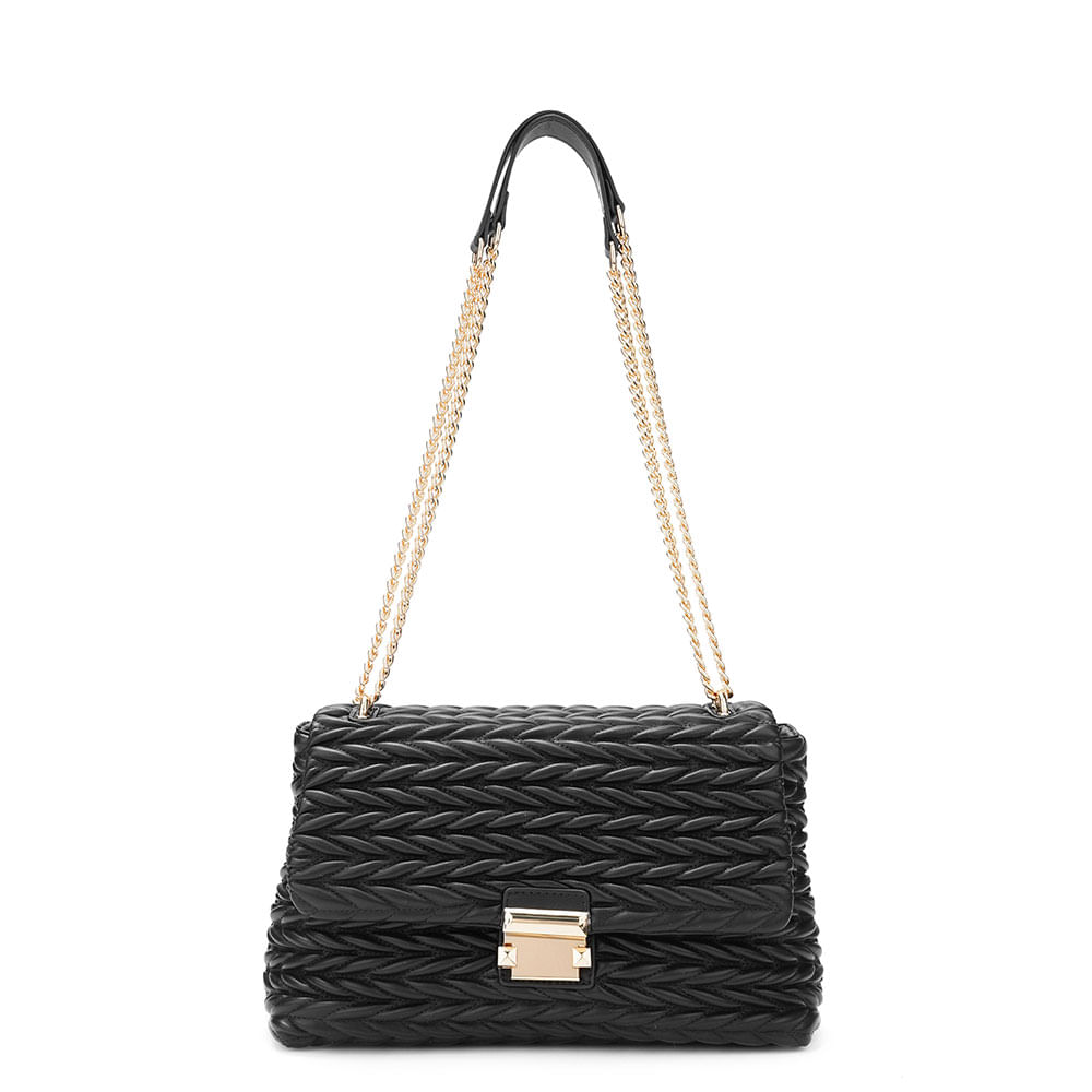 Bolsa de Ombro Texturizada Preta