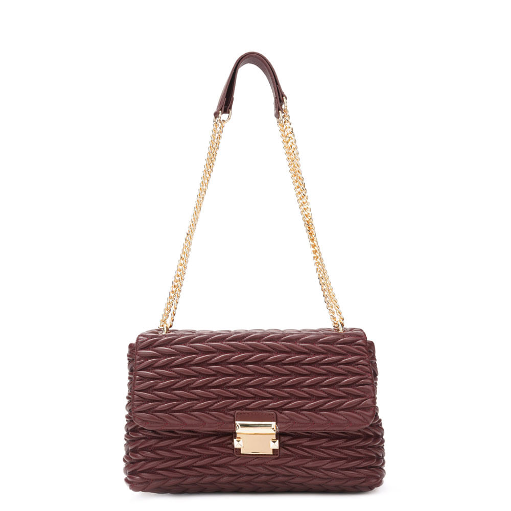 Bolsa de Ombro Texturizada Bordô
