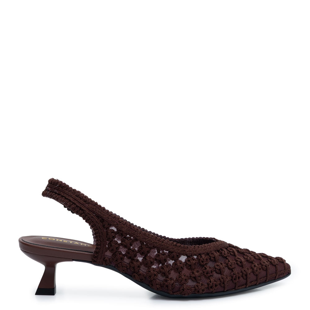 Scarpin Marrom Slingback Trama