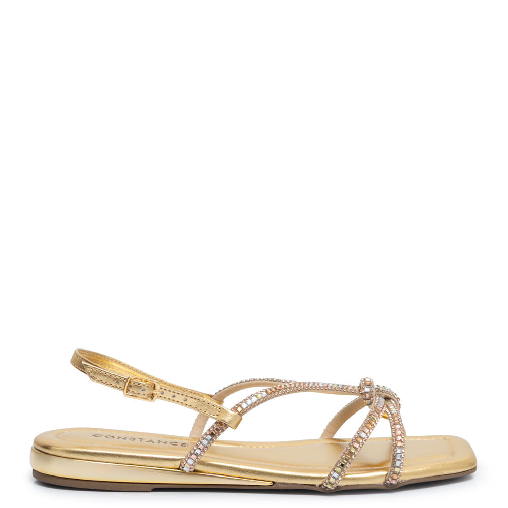 Rasteira Dourada Strass