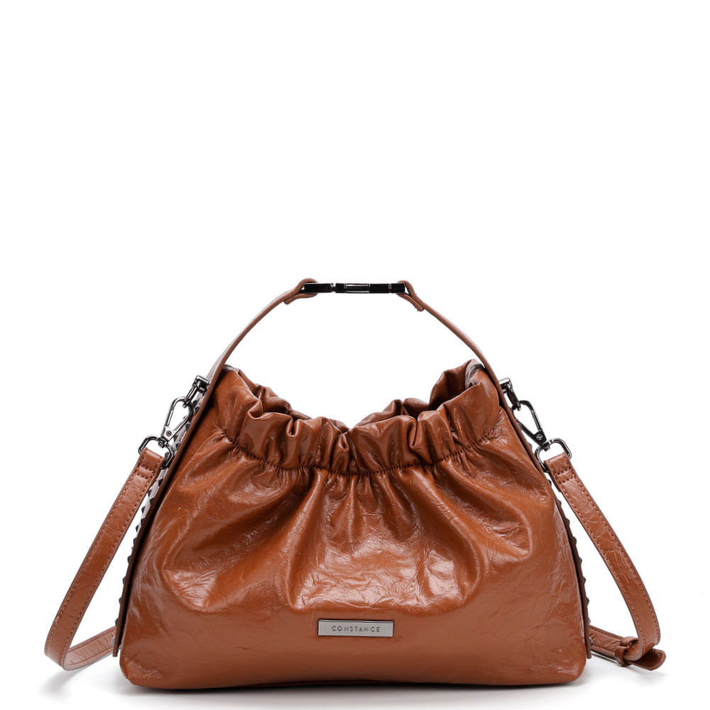 Bolsa Pequena Verniz Amassado Caramelo