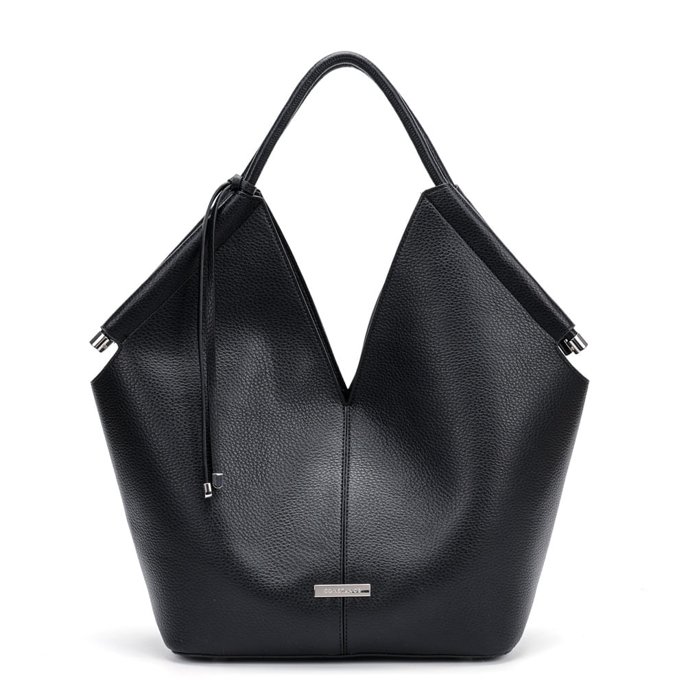 Bolsa Hobo Geométrica Preta