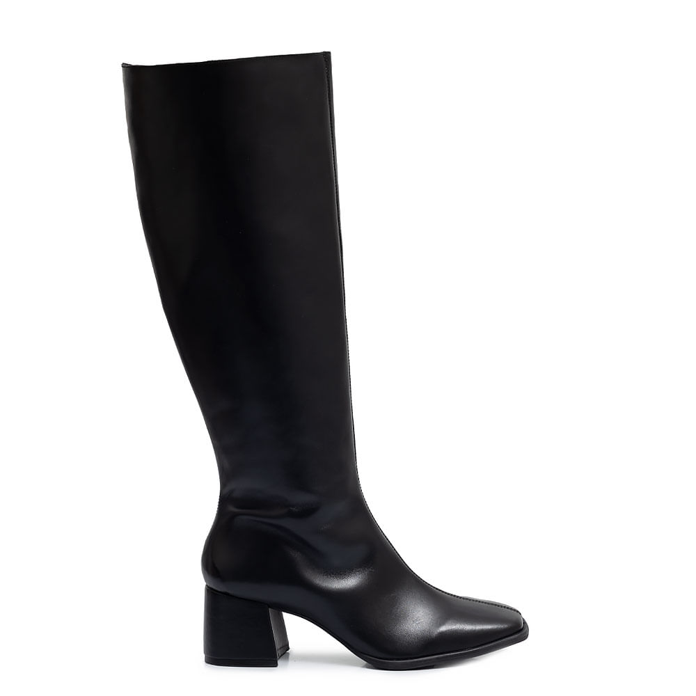 Bota Preta Couro Cano Longo