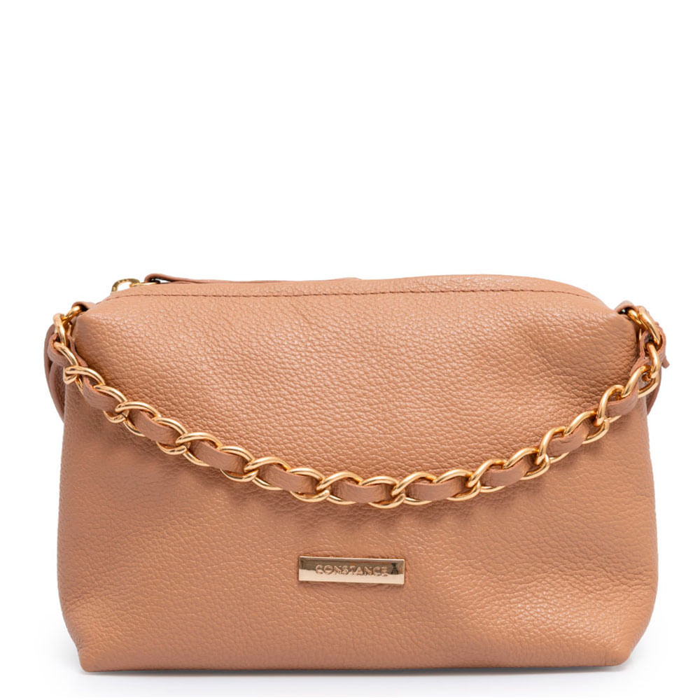 Bolsa Nude Detalhe Corrente Couro