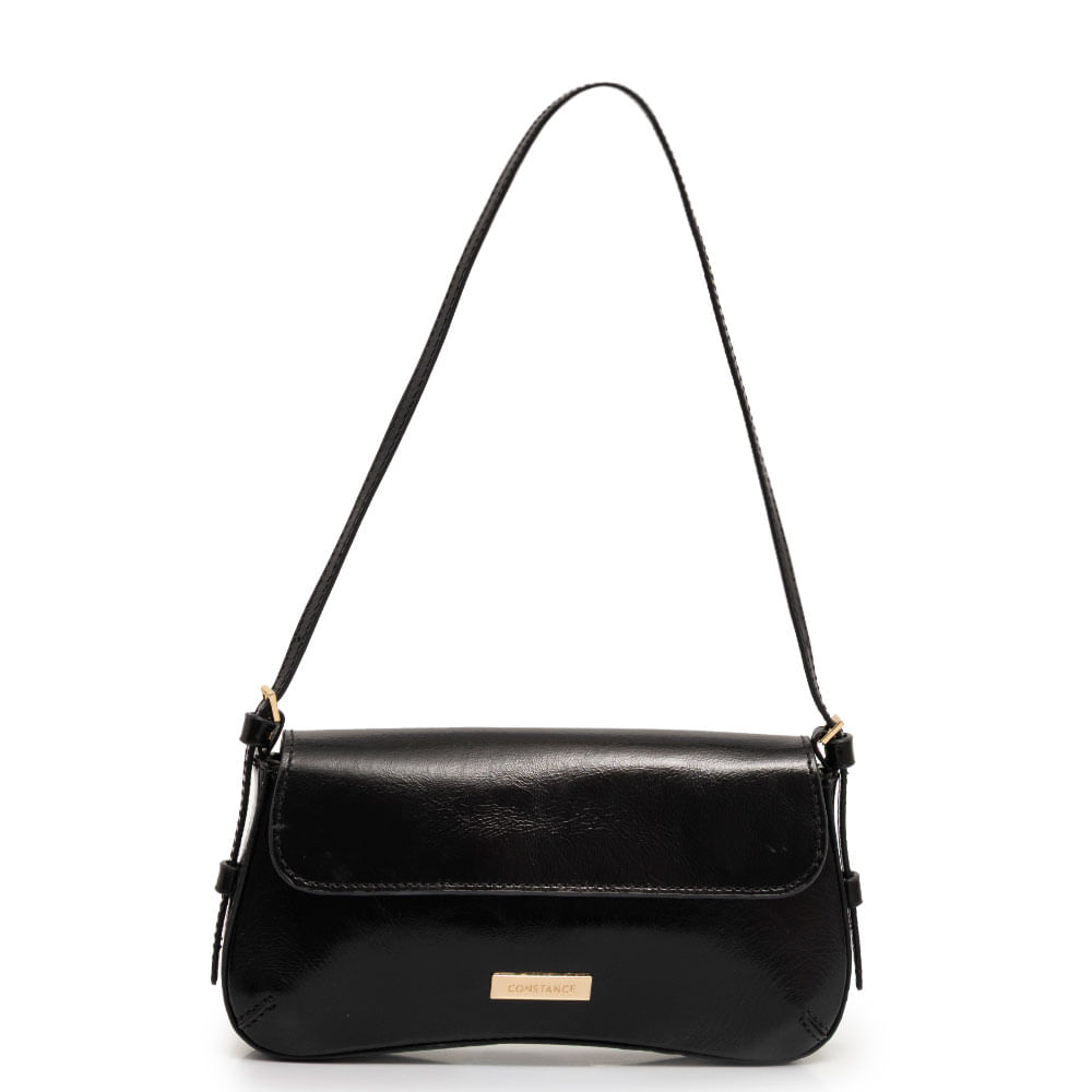 Bolsa Preta Baguete Couro