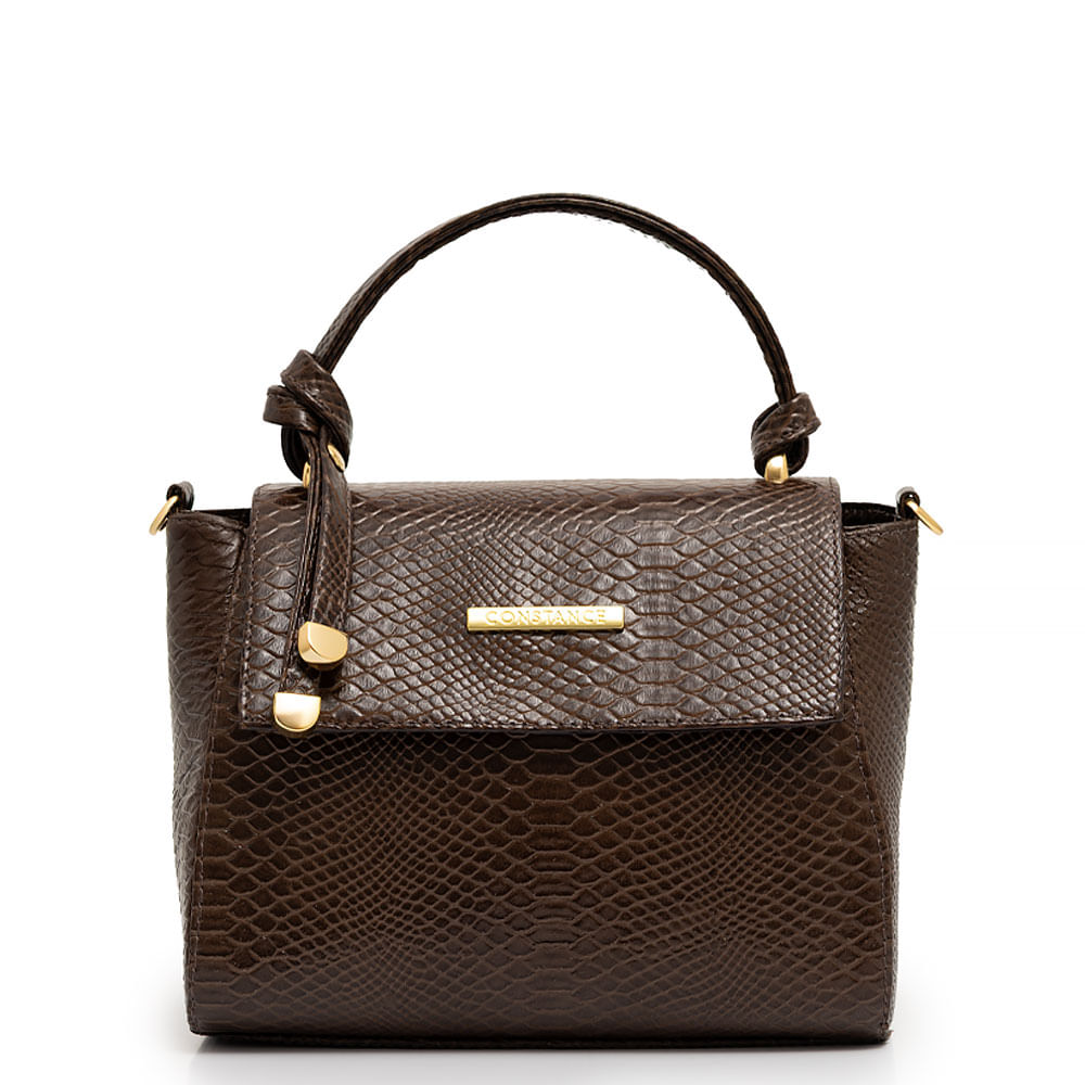 Bolsa Baú Couro Café Texturizado