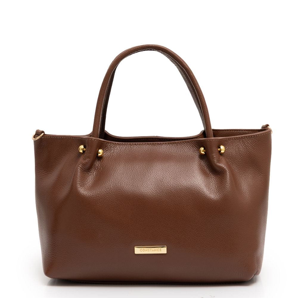 Bolsa Tote Marrom Couro Enfeite