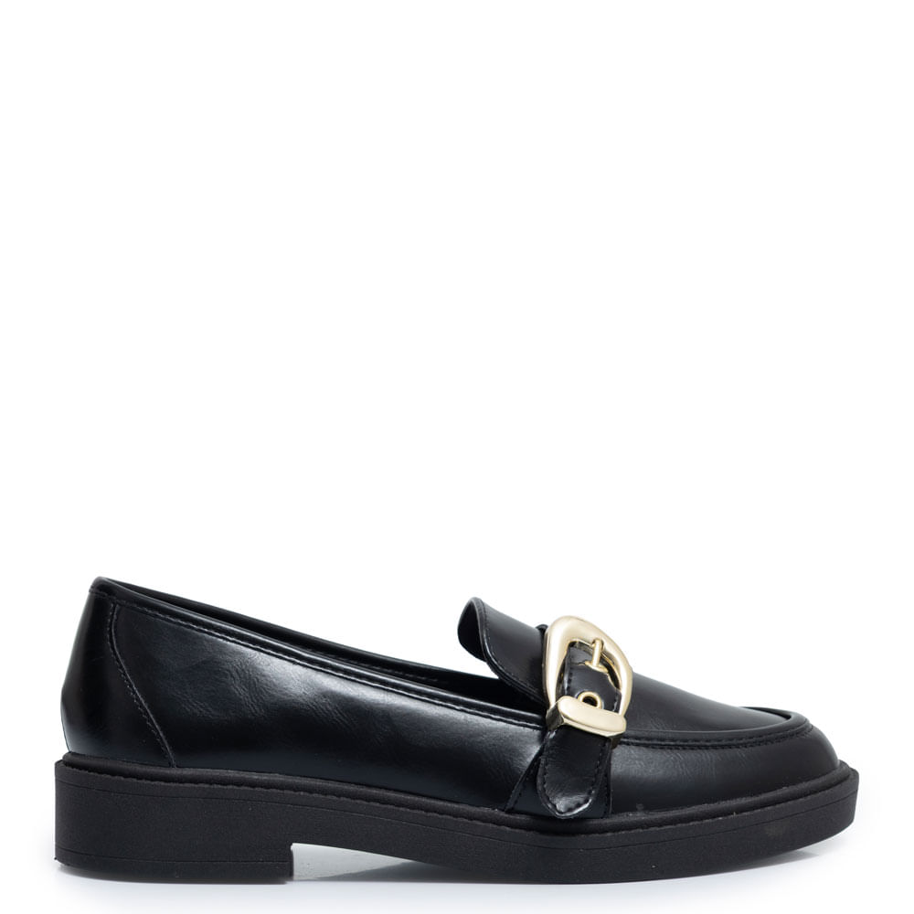 Mocassim Preto Fivela