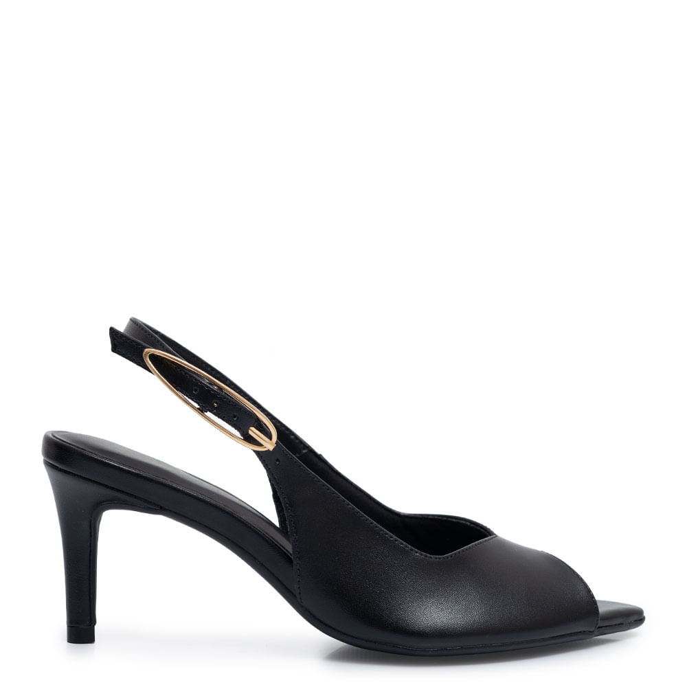 Sandália Preta Peep Toe