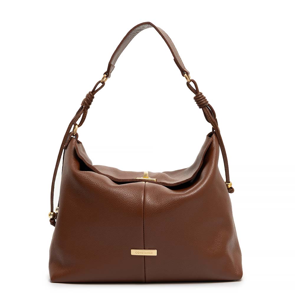 Bolsa Hobo Couro Penduricalho Marrom