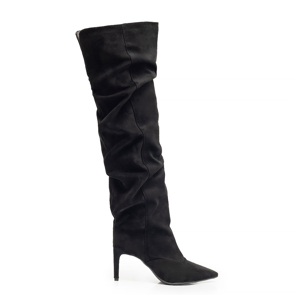 Bota Preto Slouchy Cano Longo
