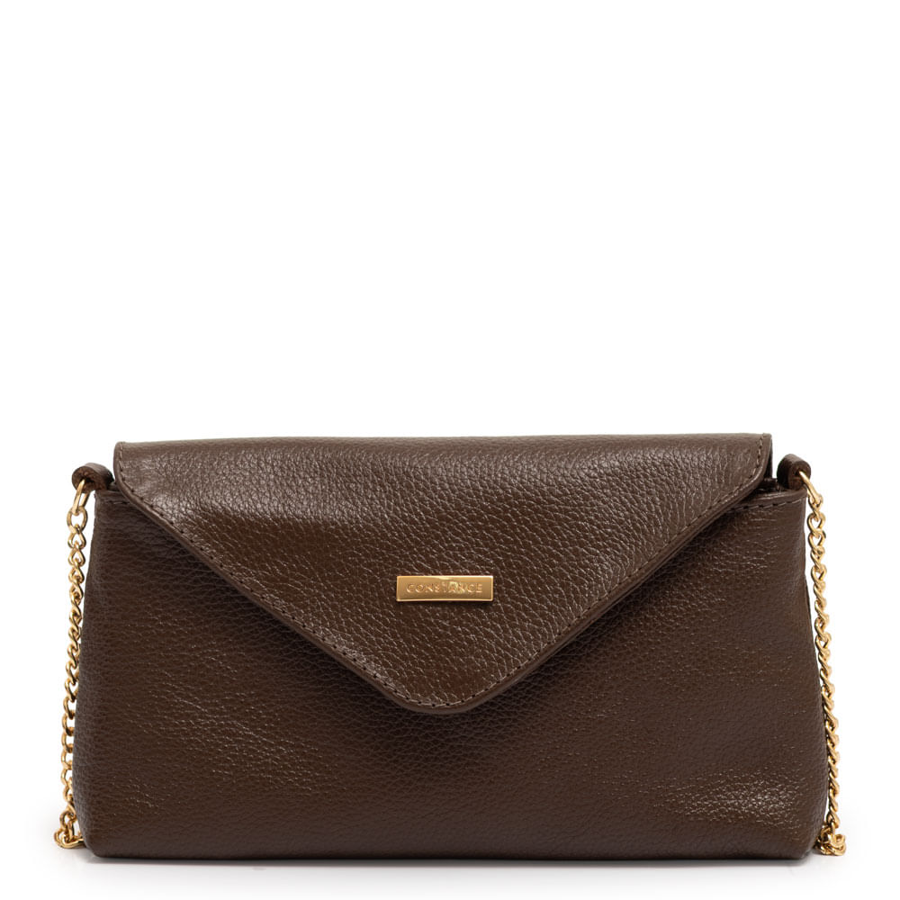 Bolsa Couro Pequena Corrente Café