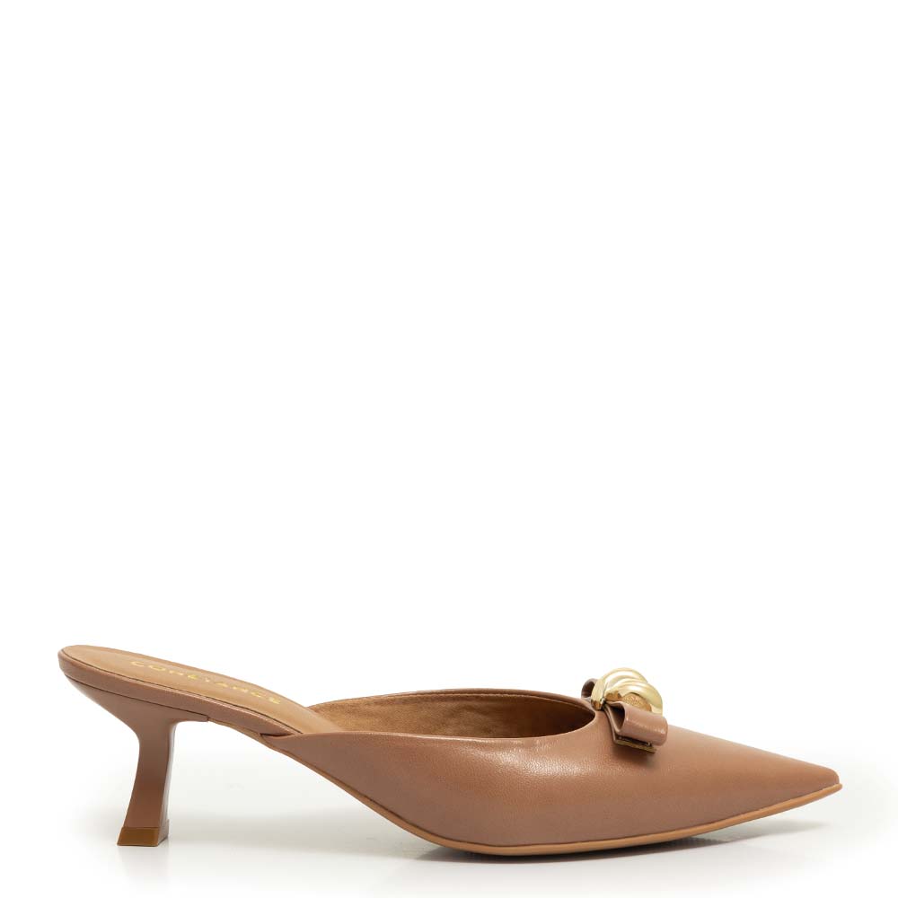 Scarpin Mule Nude Laço Enfeite
