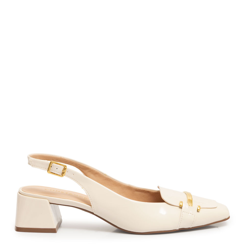 Scarpin Off White Lapela Verniz