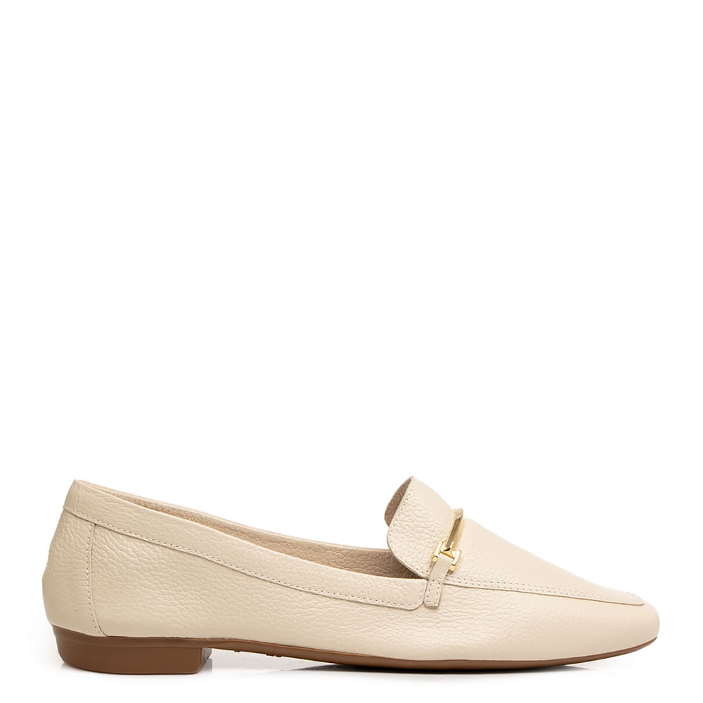 Mocassim Off White Couro Bridão