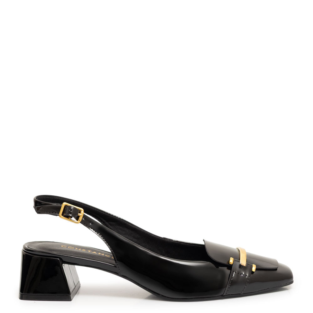 Scarpin Preto Lapela Verniz
