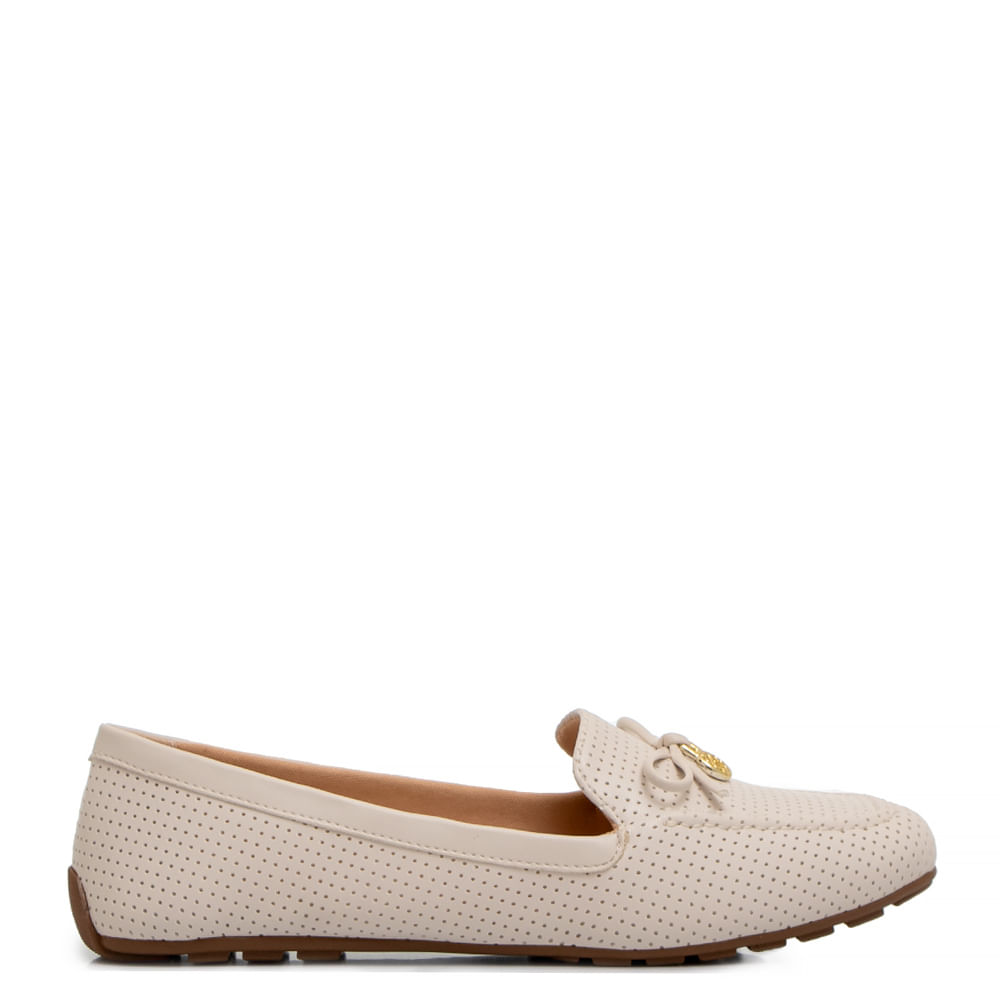 Mocassim Laço Enfeite Off White