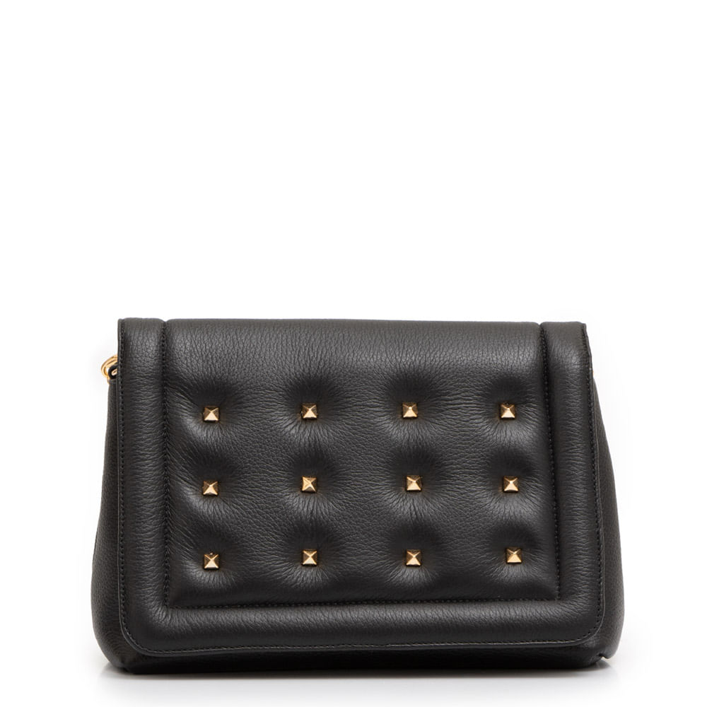 Bolsa Tiracolo Couro Spikes Preto