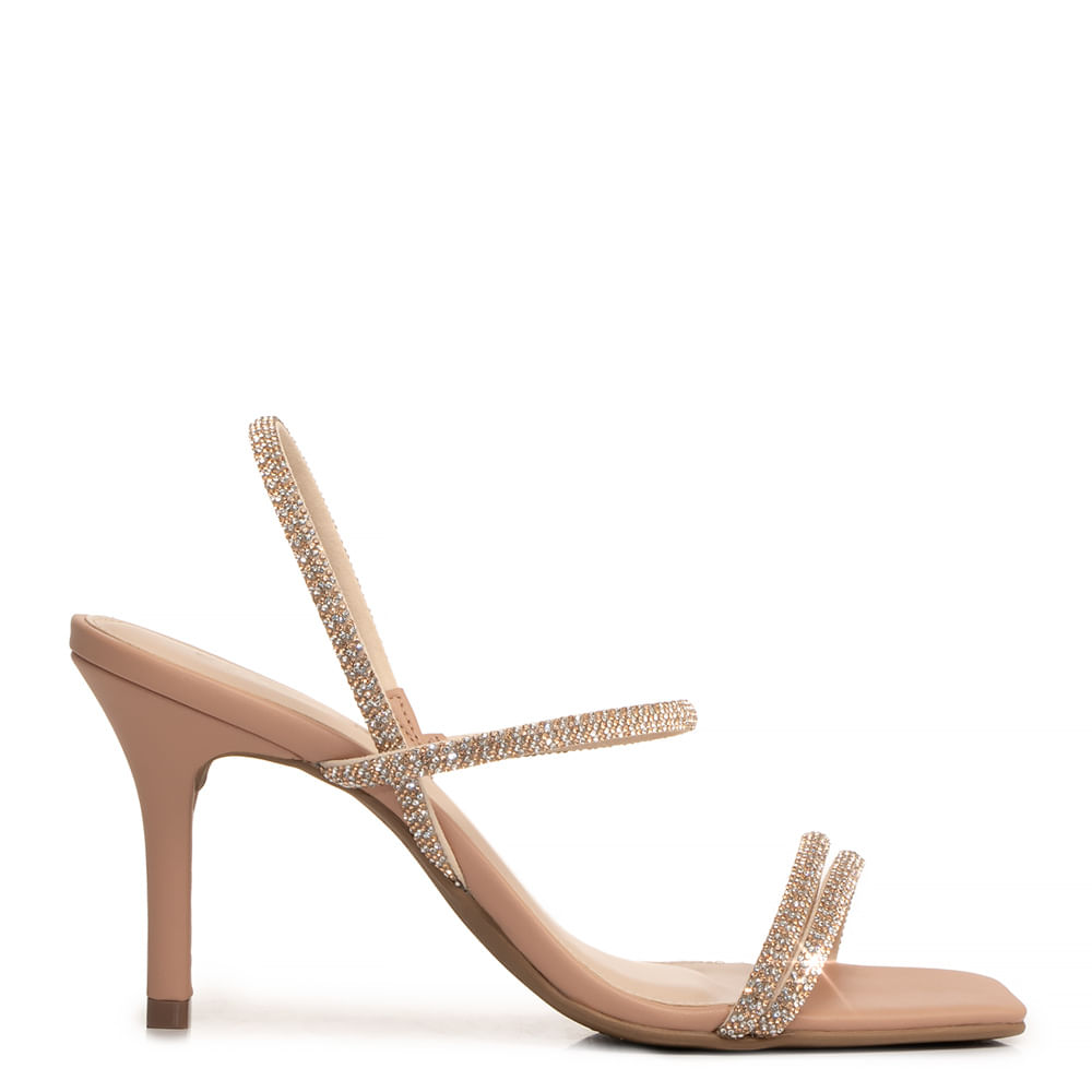 Sandália Nude Strass Calce Fácil