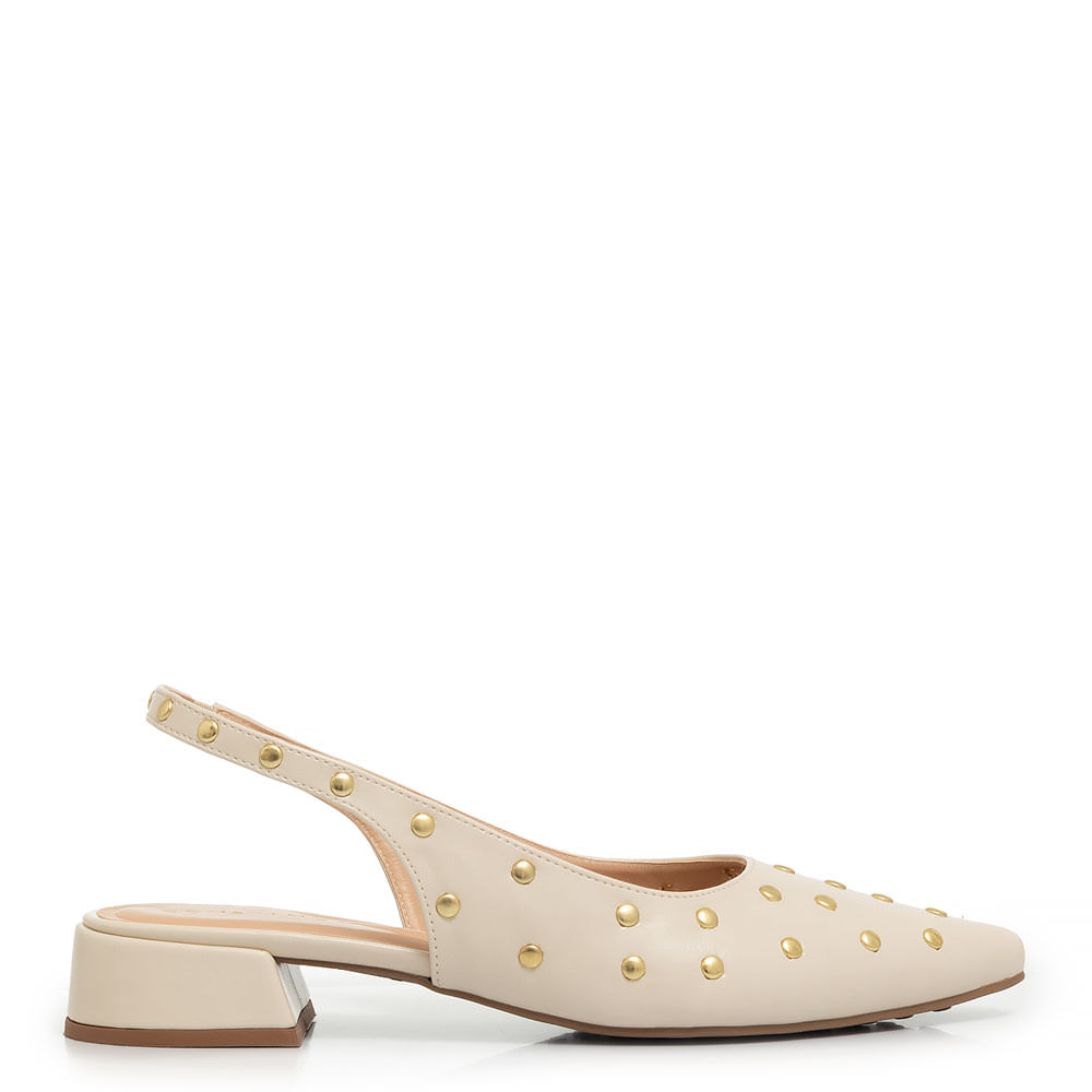 Scarpin Slingback Off White Tachas