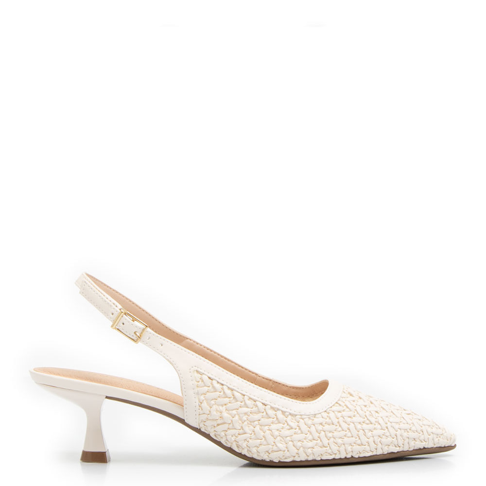 Scarpin Slingback Off White Tressê