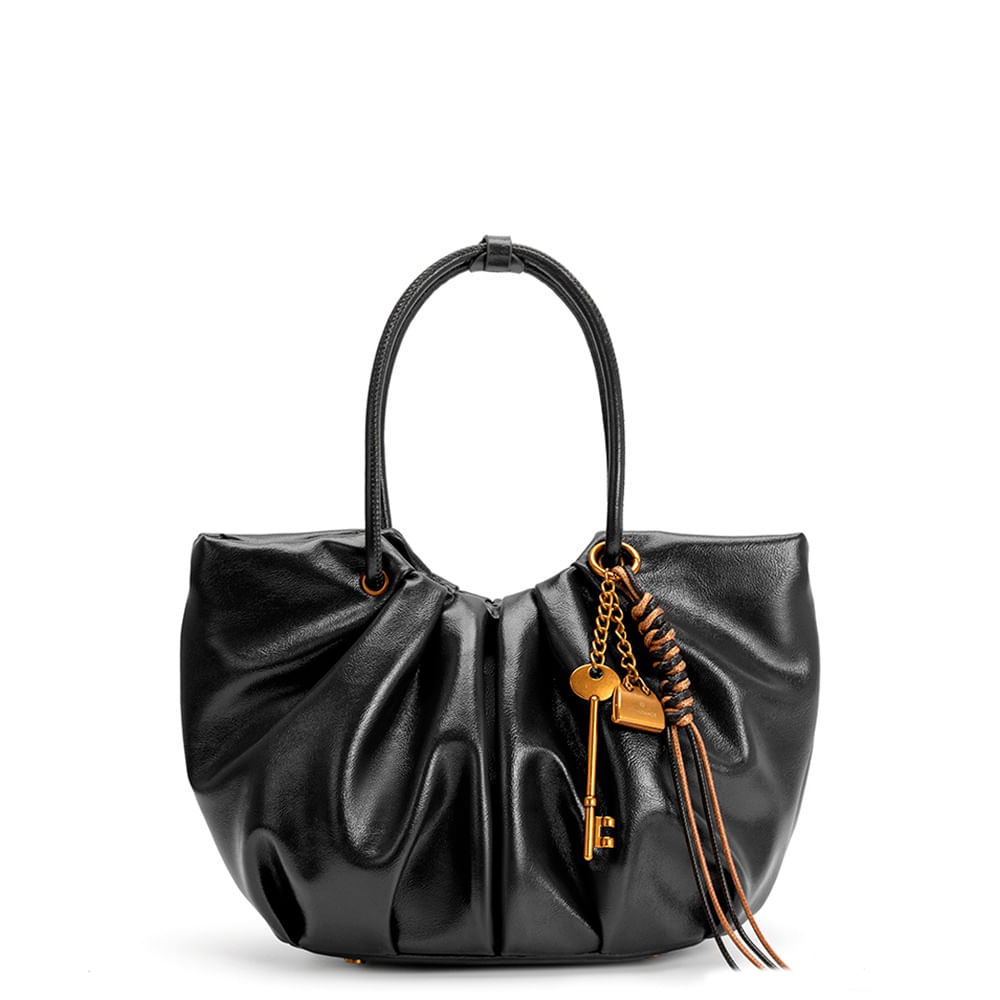 Bolsa Tiracolo Pregas Preta