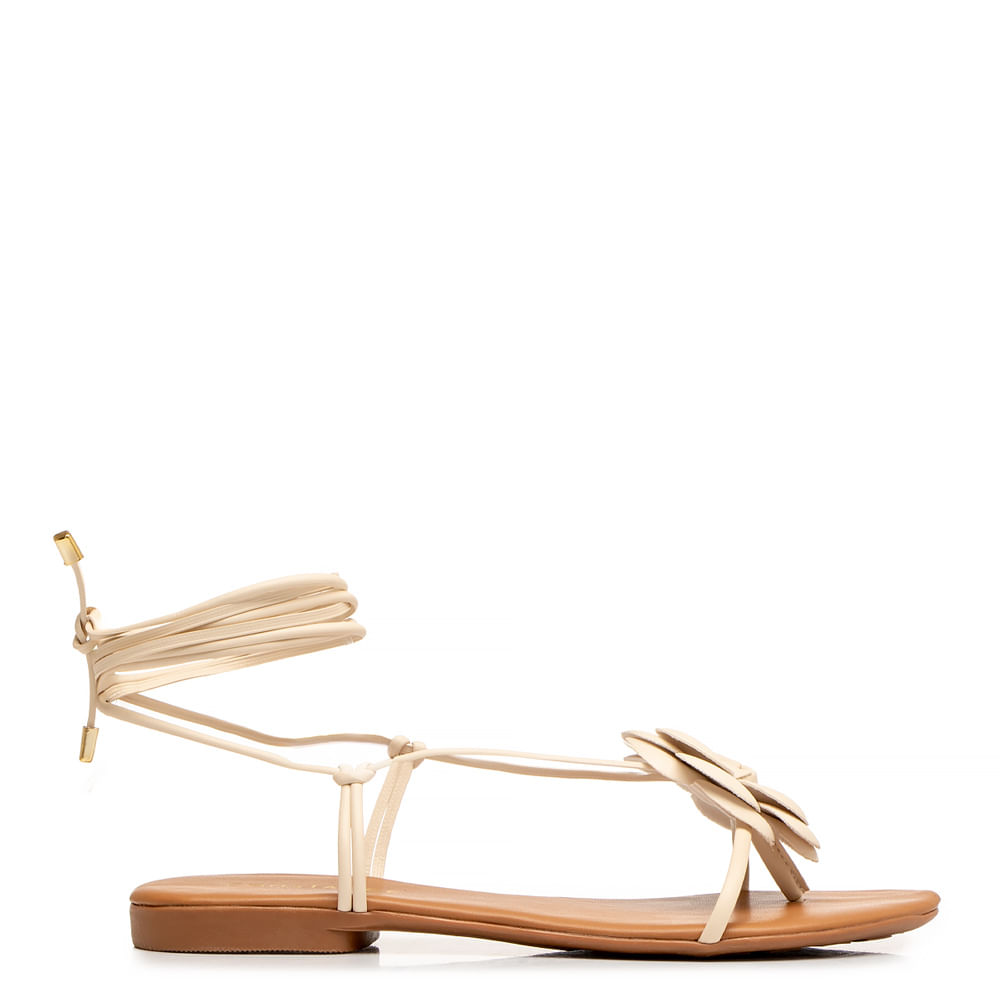 Rasteira Off White Flor Amarração