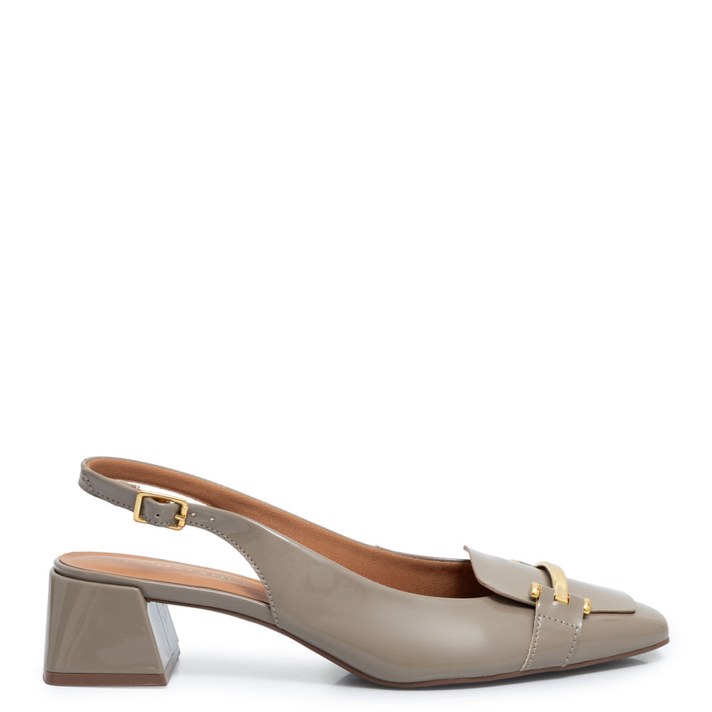 Scarpin Cinza Lapela Verniz