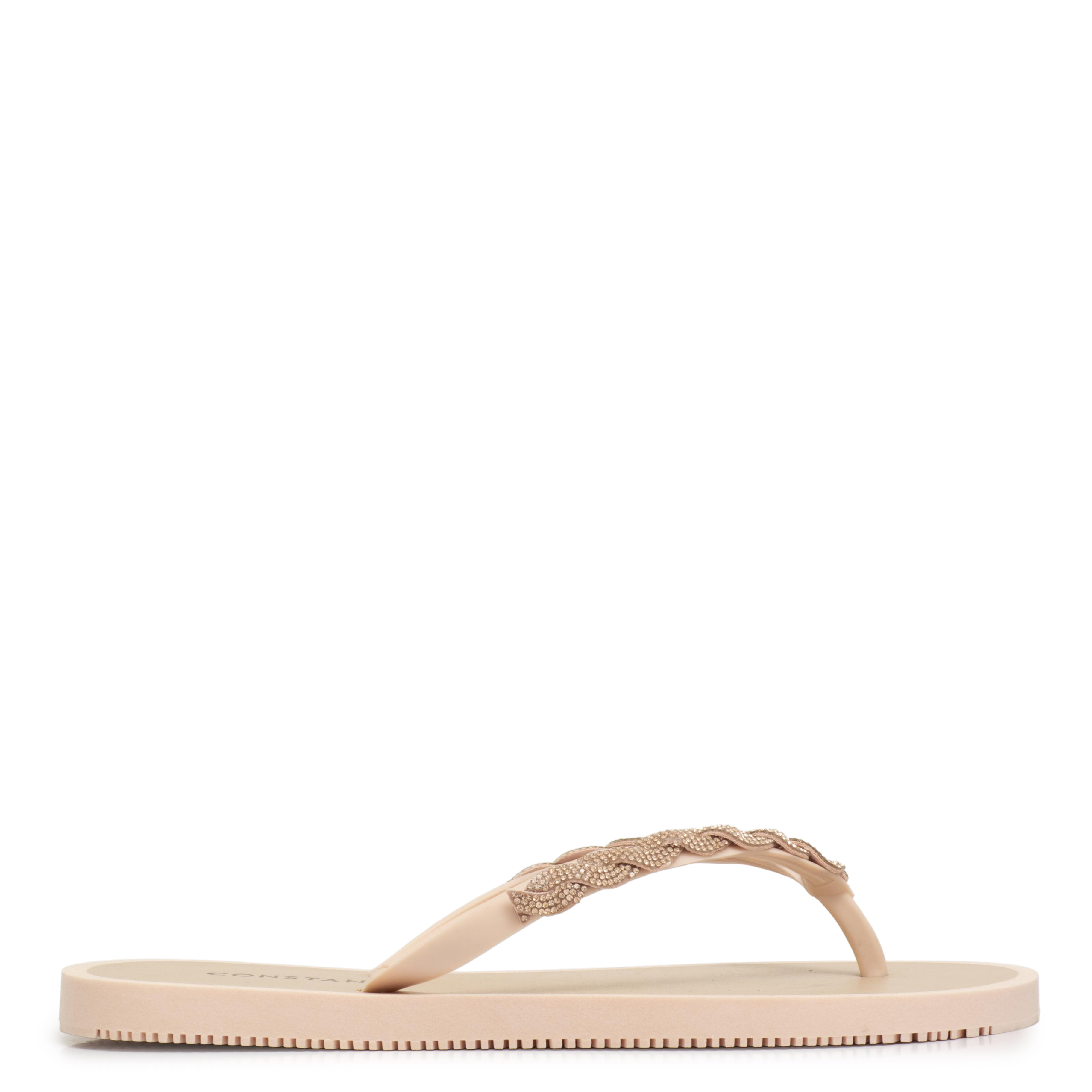 Chinelo Rosa Strass Entrelaçado