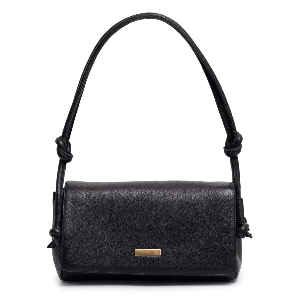 Bolsa Ombro Couro Nó Preta